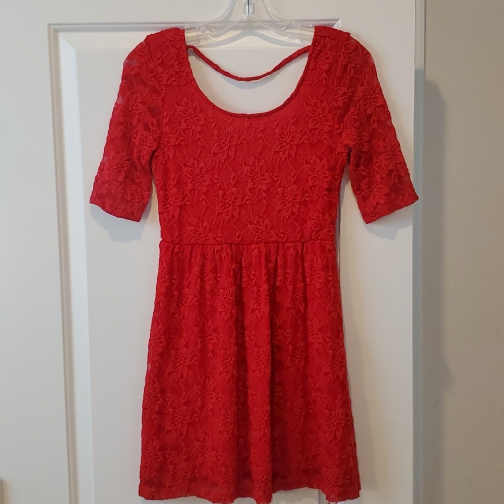 Red Dress with Floral Pattern